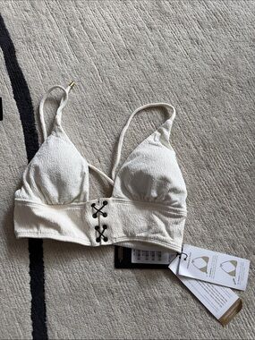 Cream Lace-Up Triangle Bikini Top - Women Swim Bikinis Vix Paula Hermanny